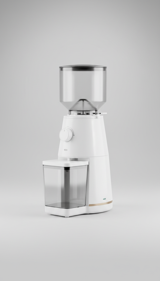 Automatic coffee grinder crisp white